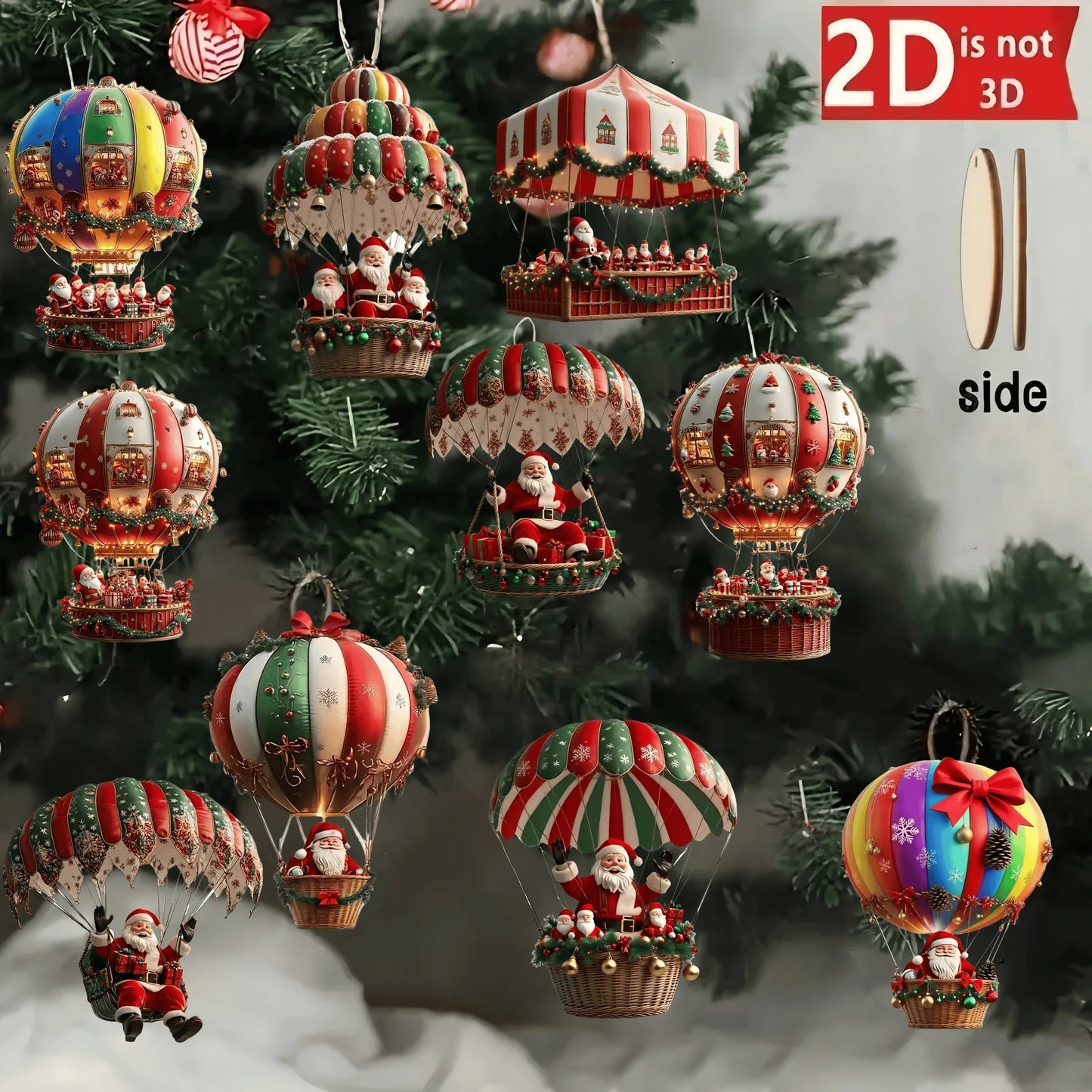 10pc Santa Ornaments