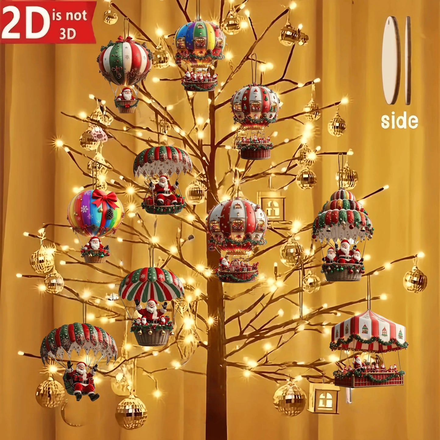 10pc Santa Ornaments