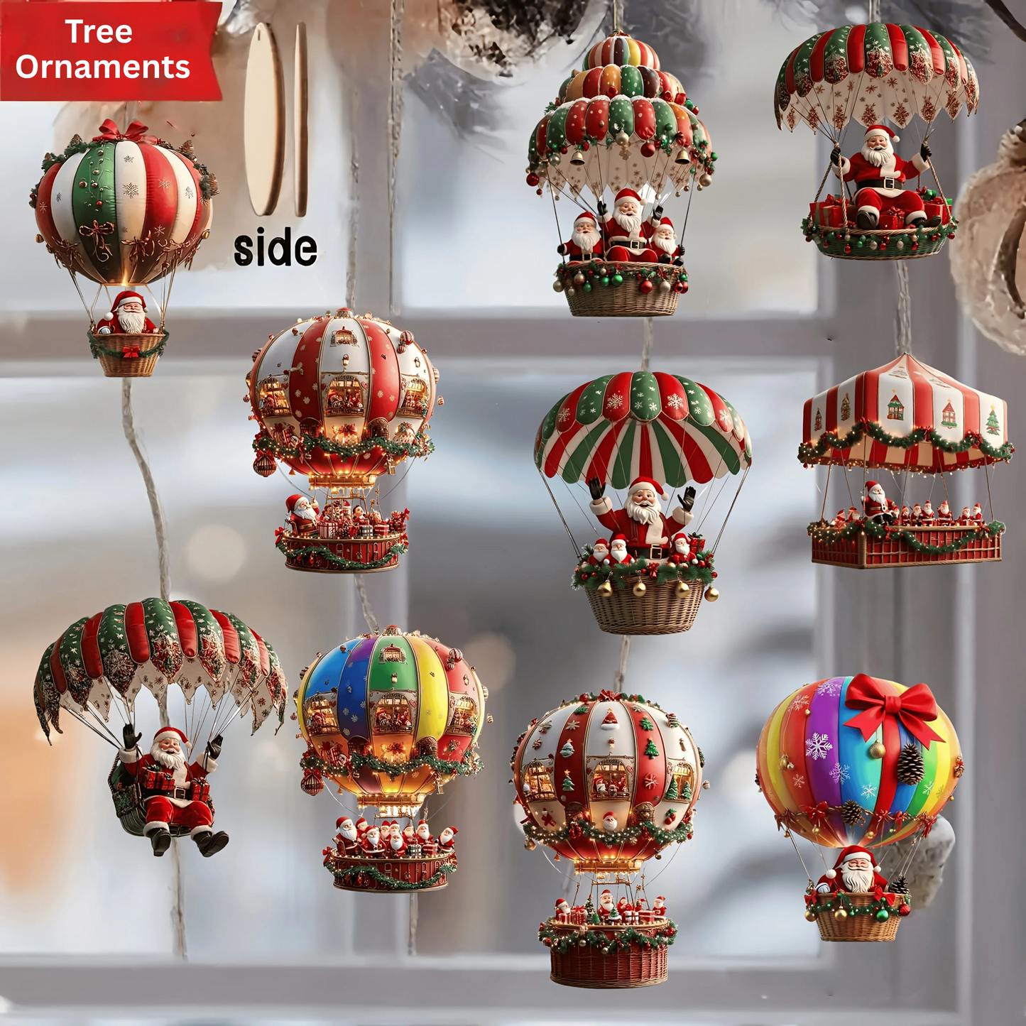 10pc Santa Ornaments