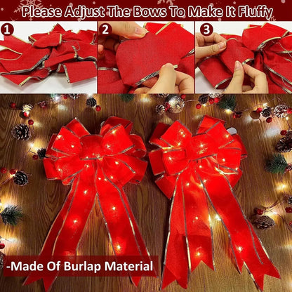 2pc Festive LED Bows