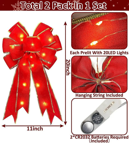 2pc Festive LED Bows